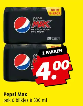 Boni Pepsi Max pak 6 blikjes a 330 ml aanbieding