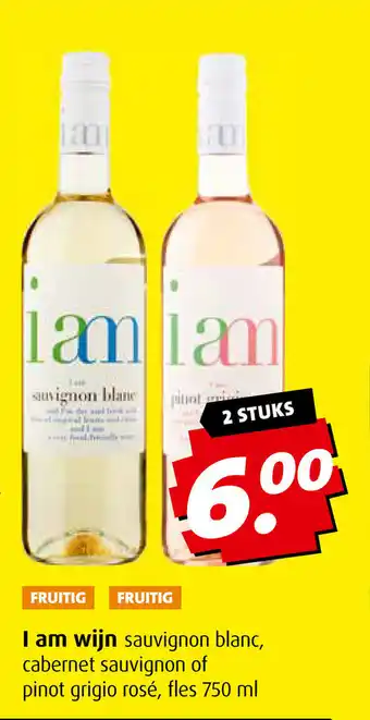 Boni I am wijn sauvignon blanc, cabernet sauvignon of pinot grigio rose 750 ml 2 stuks aanbieding