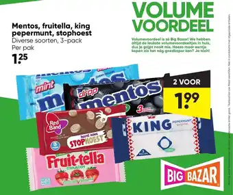 Big Bazar Mentos, fruitella, king pepermunt, stophoest aanbieding