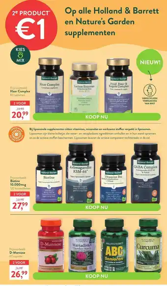 Holland & Barrett Op alle Holland & Barrett en Nature's Garden supplementen aanbieding