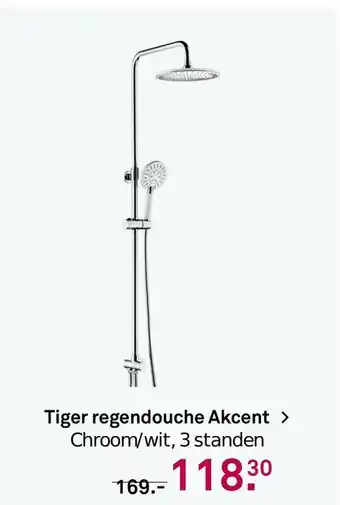 Karwei Tiger regendouche akcent chroom/wit, 3 standen aanbieding