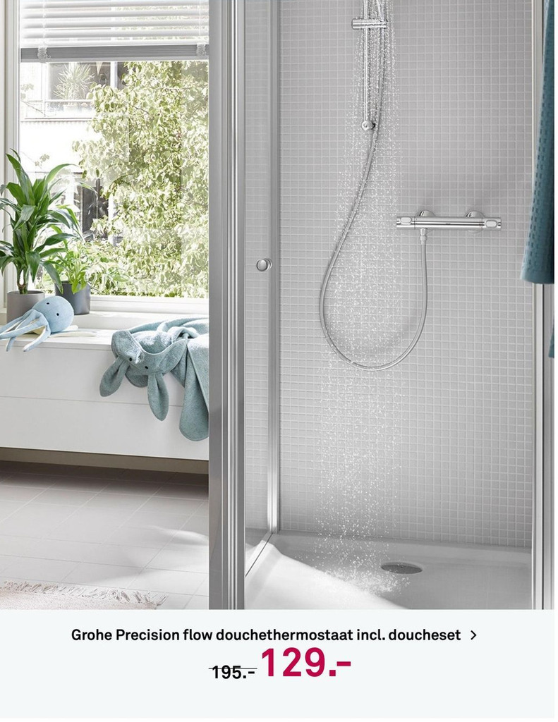 Grohe precision flow douchethermostaat incl. doucheset aanbieding bij