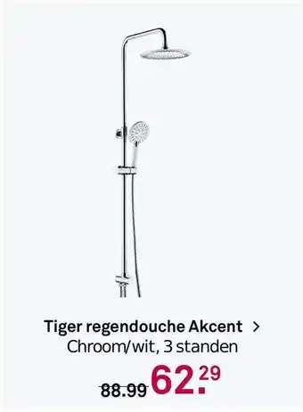 Karwei Tiger regendouche akcent chroom/wit, 3 standen aanbieding