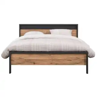 Leen Bakker Bed Harvey - donker eiken-/antracietkleur - 140x200 cm aanbieding