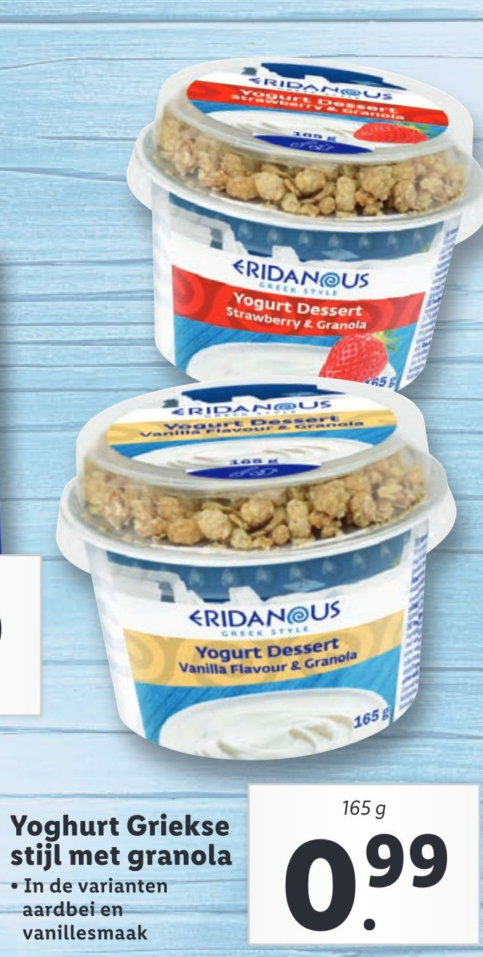 Yoghurt Griekse stijl met granola aanbieding bij Lidl