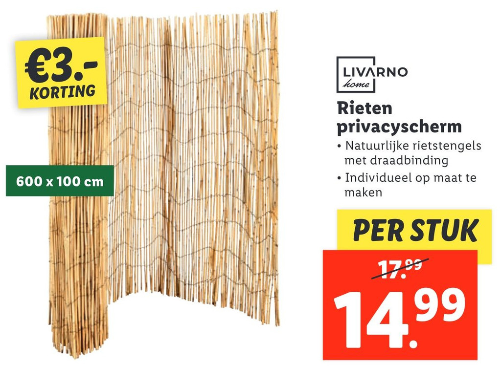 Rieten privacyscherm aanbieding bij Lidl