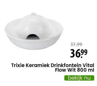 Zooplus Trixie Keramiek Drinkfontein Vital Flow Wit 800 ml aanbieding