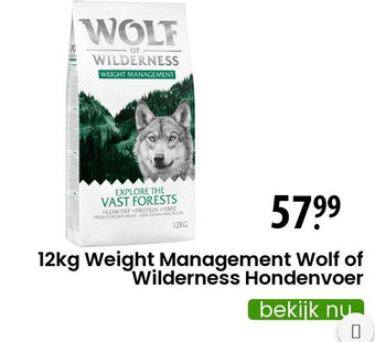 Zooplus 12kg Weight Management Wolf of Wilderness Hondenvoer aanbieding