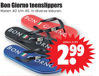 Dirk Bon Giorno teenslippers aanbieding