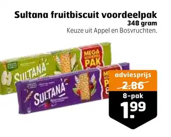 Trekpleister Sultana fruitbiscuit voordeelpak 348 gram aanbieding