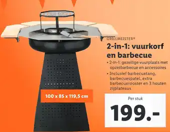 Lidl Grillmeister 2-In-1: Vuurkorf En Barbecue aanbieding