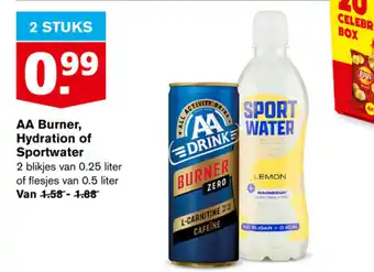 Hoogvliet AA Burner, Hydration of Sportwater 0.5L aanbieding