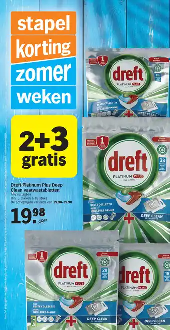 Albert Heijn Dreft Platinum Plus Deep Clean vaatwastabletten aanbieding