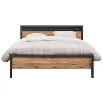 Leen Bakker Bed Harvey - donker eiken-/antracietkleur - 140x200 cm aanbieding