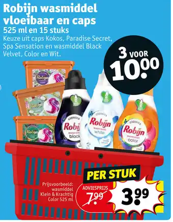 Kruidvat Robijn wasmiddel vloeibaar en caps aanbieding