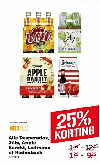 Coop Alle Desperados, Jillz, Apple Bandit, Liefmans of Rodenbach aanbieding