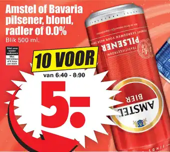 Dirk Amstel of Bavaria pilsener, blond, radler of 0.0% 500ml aanbieding