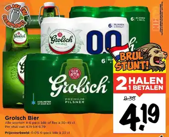 Vomar Voordeelmarkt Grolsch Bier 4-6-pack blik of fles 300-450 ml aanbieding