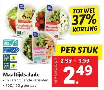 Lidl Maaltijdsalade 400-450 gr aanbieding