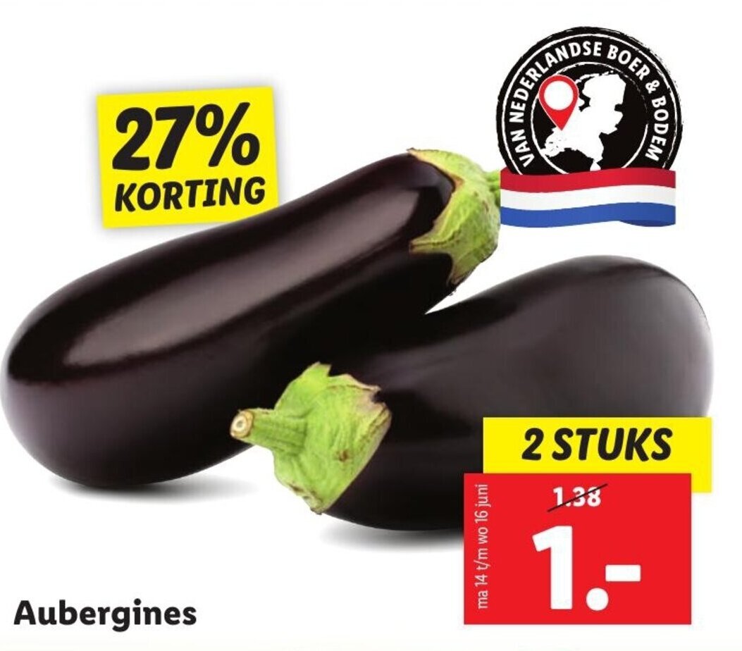 Aubergines 2 st aanbieding bij Lidl