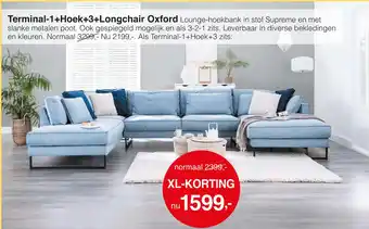 Woonsquare Terminal-1+Hoek+3+Longchair Oxford aanbieding