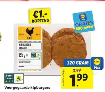 Lidl Voorgegaarde kipburgers 320g aanbieding