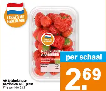 Albert Heijn AH Nederlandse aardbeien 400 gram aanbieding