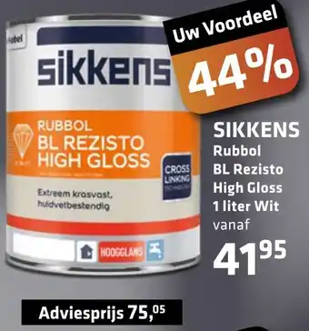 De voordeelmarkt Sikkens Rubbol Bl Rezisto High Gloss 1liter aanbieding