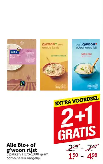 Coop Alle Bio+ of g'woon rijst aanbieding