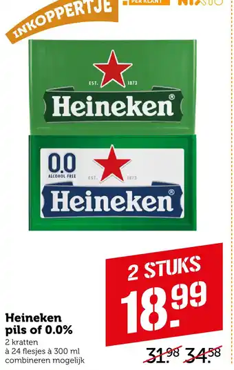 Coop Heineken pils of 0.0% aanbieding