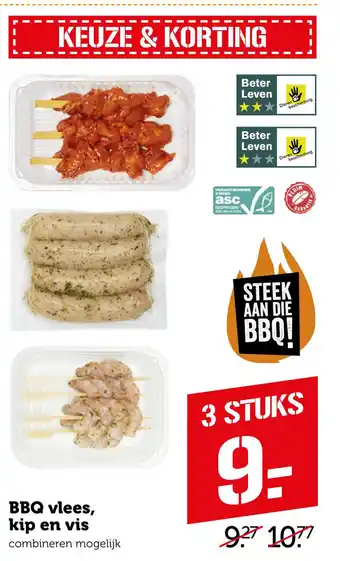 Coop BBQ vlees, kip en vis aanbieding