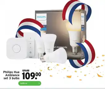 GAMMA Philips Hue Ambiance set 3 bulbs aanbieding