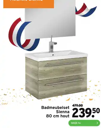 GAMMA Badmeubelset Sienna 80 cm hout aanbieding