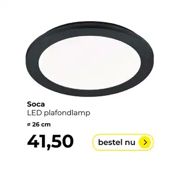 Lampidee Soca - Plafondlamp d:26cm zwart 1350lm 3000k IP44 aanbieding