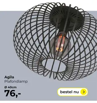 Lampidee Agila - Plafondlamp 1 lichts d:40cm zwart aanbieding