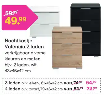 Leen Bakker Nachtkastje Valencia 2 laden aanbieding