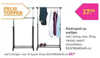 Leen Bakker Kledingrek op wieltjes aanbieding