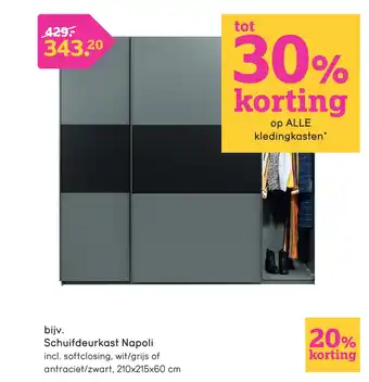 Leen Bakker Schuifdeurkast Napoli aanbieding