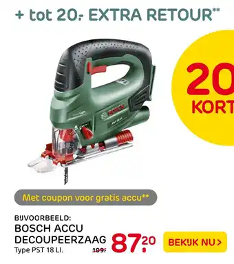 Praxis Bosch Accu Decoupeerzaag Type PST 18 LI. aanbieding