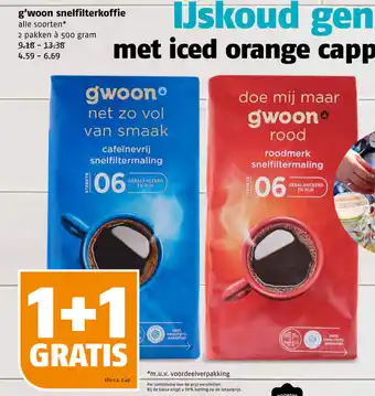 Poiesz G'woon snelfilterkoffie 500 gram aanbieding