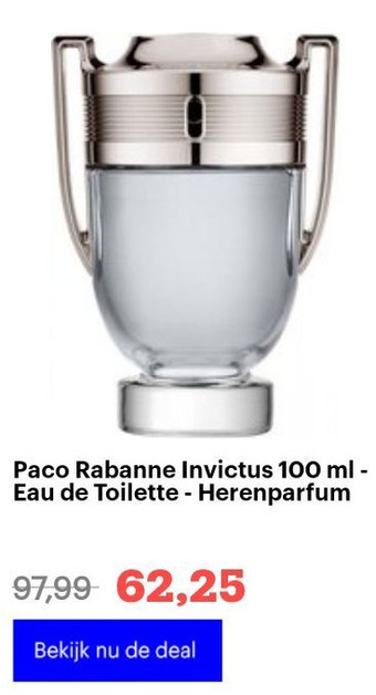 Bol.com Paco Rabanne Invictus 100 ml - Eau de Toilette - Herenparfum aanbieding