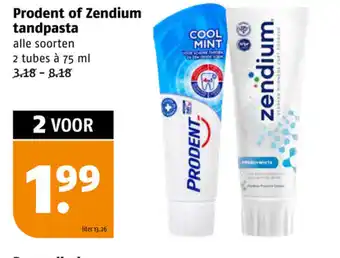 Poiesz Prodent of Zendium tandpasta 75 ml aanbieding