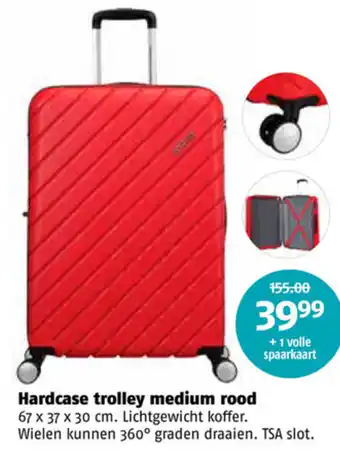 Poiesz Hardcase trolley medium rood 67x37x30 cm aanbieding