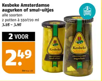 Poiesz Kesbeke Amsterdamse augurken of smul-uitjes 550/720 ml aanbieding