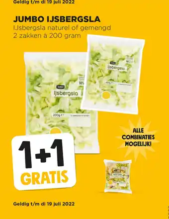 Jumbo Ijsbergsla 2 zakken a 200 gram aanbieding