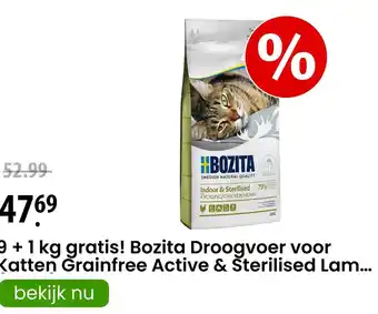 Zooplus 9 +1 kg gratis! Bozita Droogvoer voor Katten Grainfree Active & Sterilised Lam... aanbieding