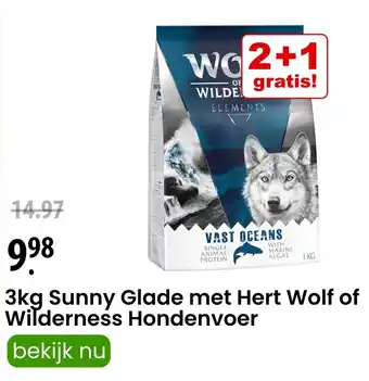 Zooplus 3kg Sunny Glade met Hert Wolf of wilderness Hondenvoer aanbieding