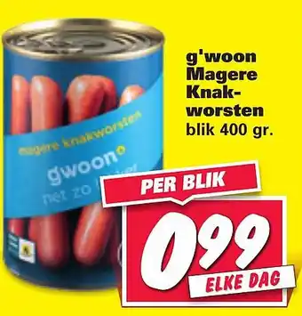 Nettorama g'woon Magere Knakworsten aanbieding