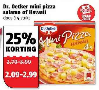 Poiesz Dr. Oetker mini pizza salame of Hawaii aanbieding