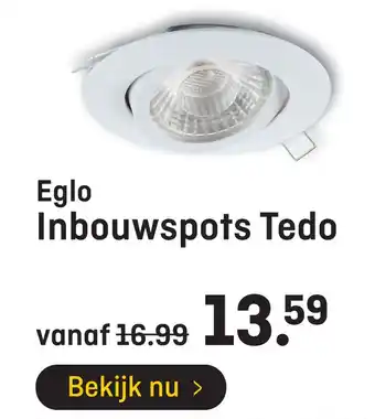 Hubo Eglo Inbouwspots Tedo aanbieding